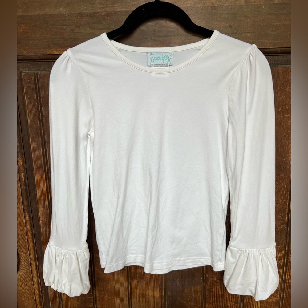 Serendipity by Shrimp & Grits Off White Puffer Tee, size XL (9/10)